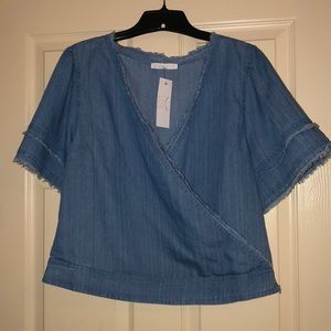 Denim Tencel Wrap Top NEVER WORN